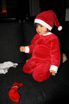 Jag fick en tomtedräkt av farmor och farfar.